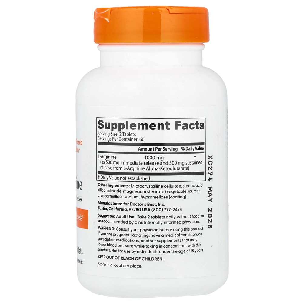 Doctor's Best, L-Arginine, 120 Bilayer Tablets thumbnail 2