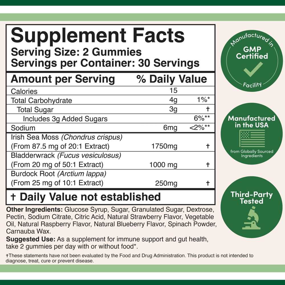 Double Wood Sea Moss Gummies – Superfood Blend with Bladderwrack & Burdock Root | 60 Count thumbnail 2