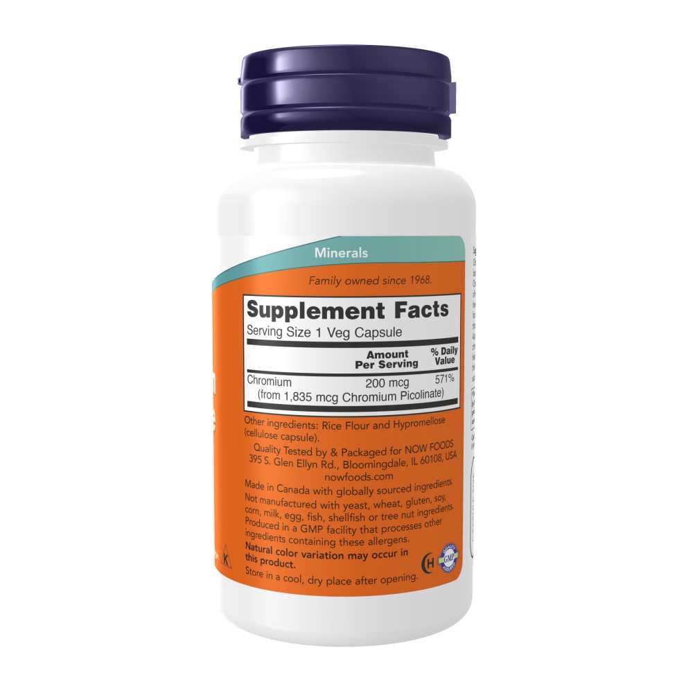 Now Foods Chromium Picolinate 200 Mcg – Supports Healthy Glucose Metabolism – 100 Veg Capsules thumbnail 3