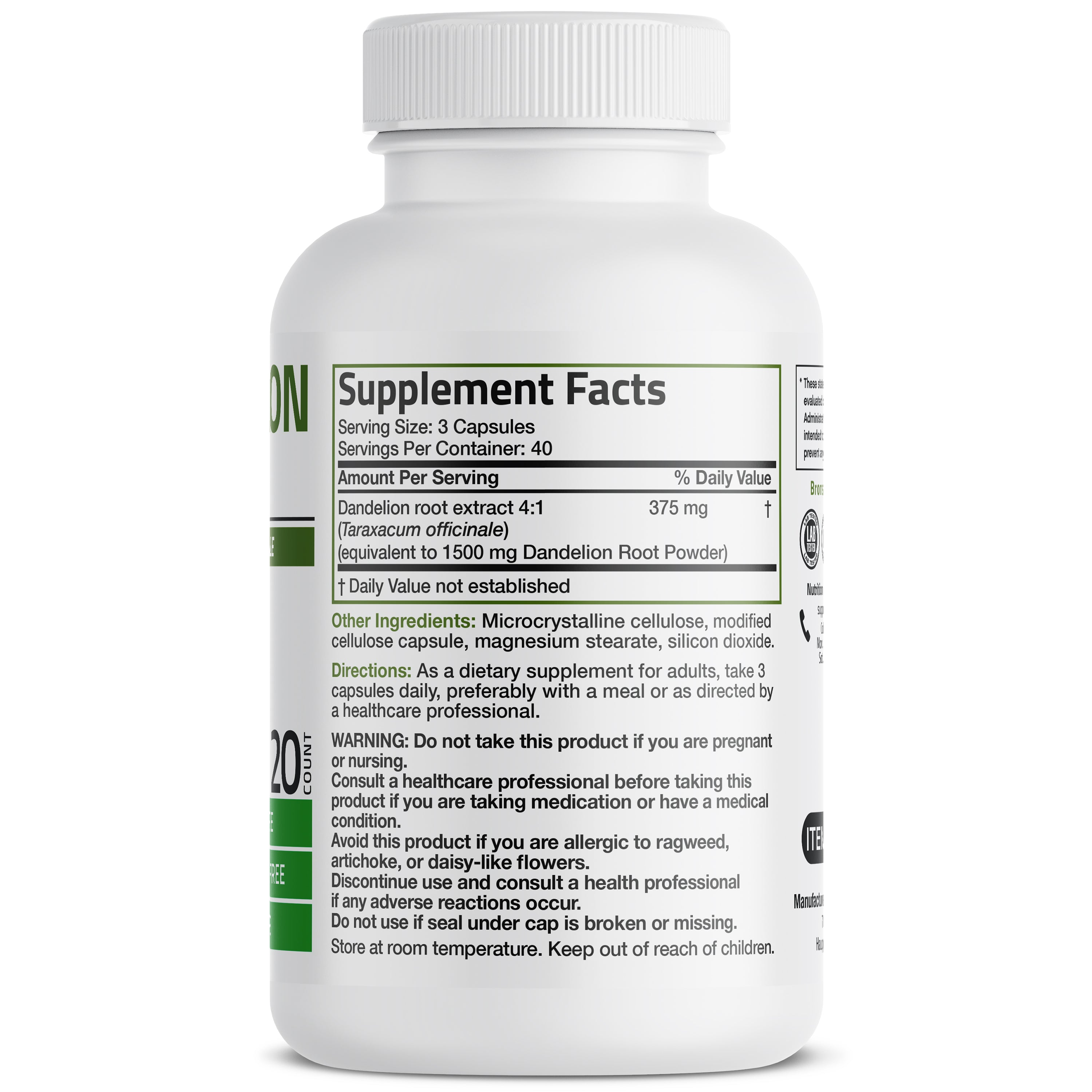 Bronson Vitamins Dandelion Root 1500 Mg per Serving 120 Caps thumbnail 3