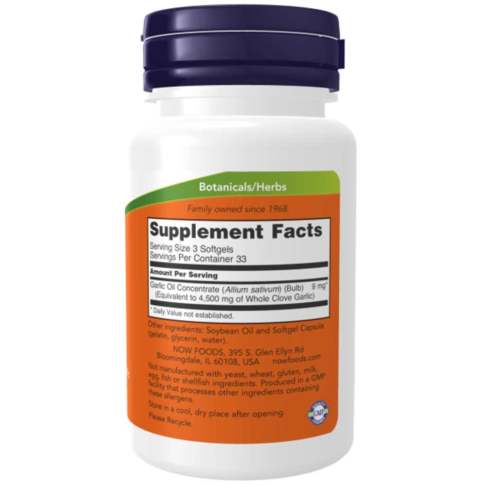 Now Foods Garlic Oil 1500mg – Whole Clove Equivalent – 100 Softgels thumbnail 3