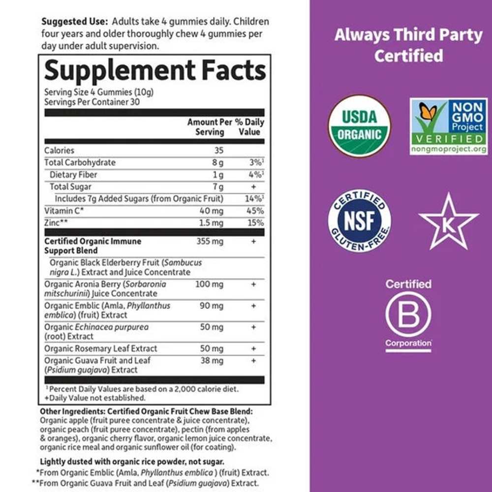 Garden of Life Organics Elderberry Immune 120 Gummy thumbnail 2
