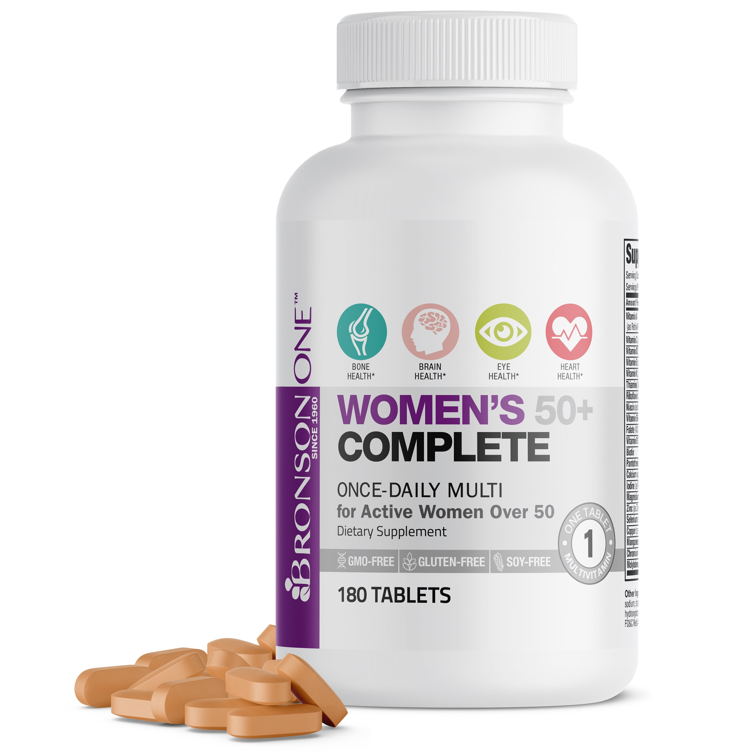 Bronson Vitamins Bronson One™ Women’s 50+ Complete Once-Daily Multivitamin 30 Tabs thumbnail 3