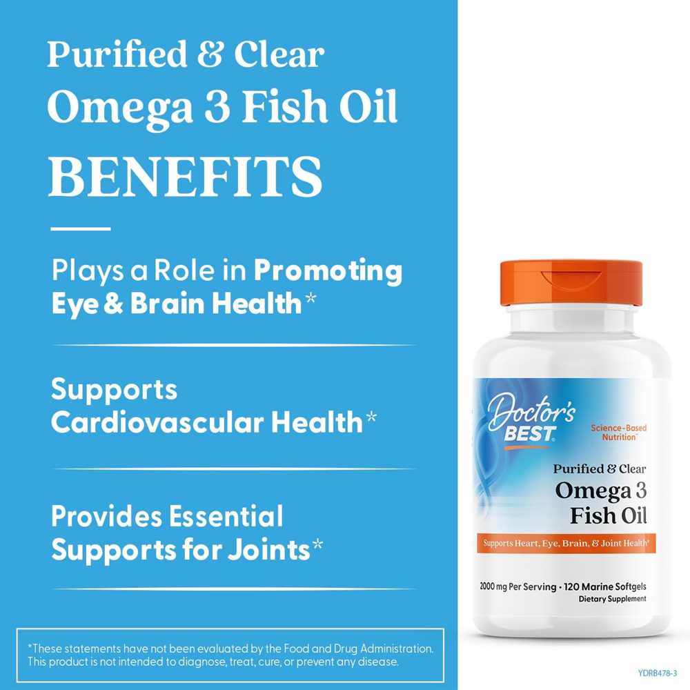 Doctor’s Best Ultra Pure Omega-3 | 2000mg Premium Fish Oil | 120 Marine Softgels thumbnail 2