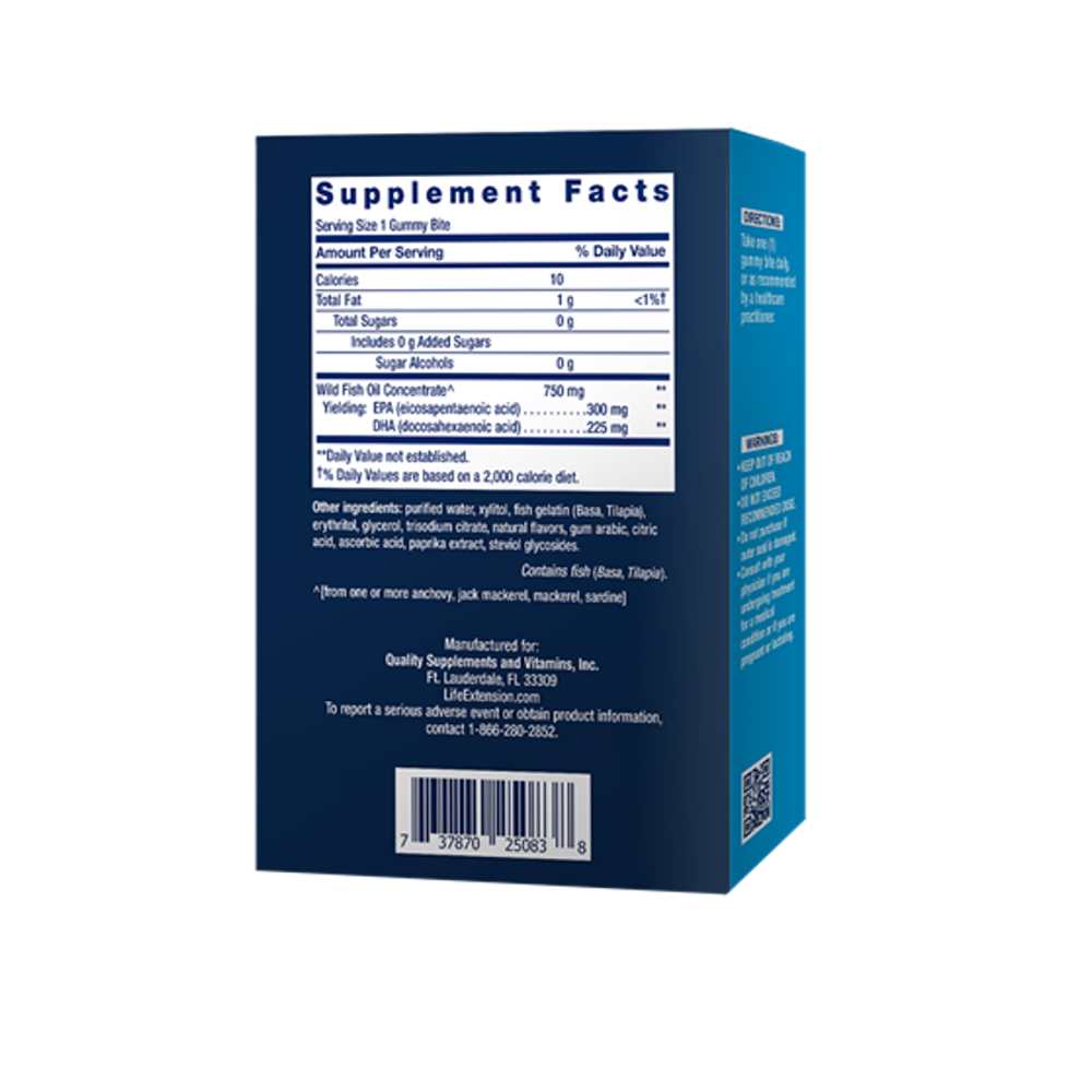 Life Extension Omega-3 Fish Oil Gummy Bites (tropical Fruit) Tropical Fruit Flavor 36 Gummies thumbnail 2
