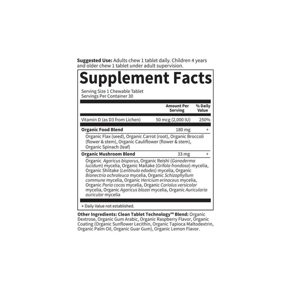 Garden of Life Organics Vegan D3 2,000 Iu Raspberry Lemon 30 Chewables thumbnail 2