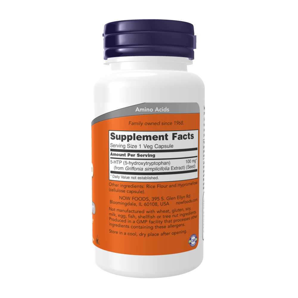 Now Foods 5-HTP 100 mg – Natural Mood Enhancer – 60 Vegetarian Capsules thumbnail 2