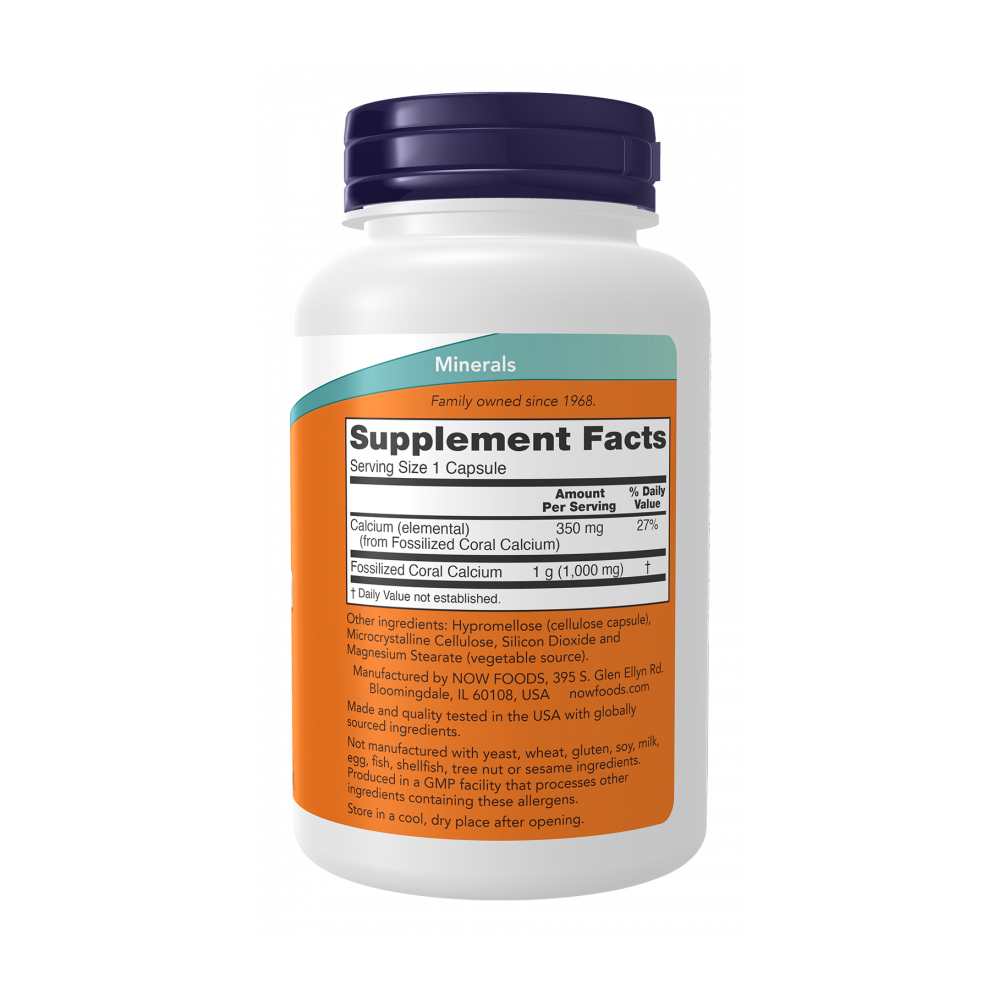 Now Foods Coral Calcium 1000mg – 100 Capsules thumbnail 2
