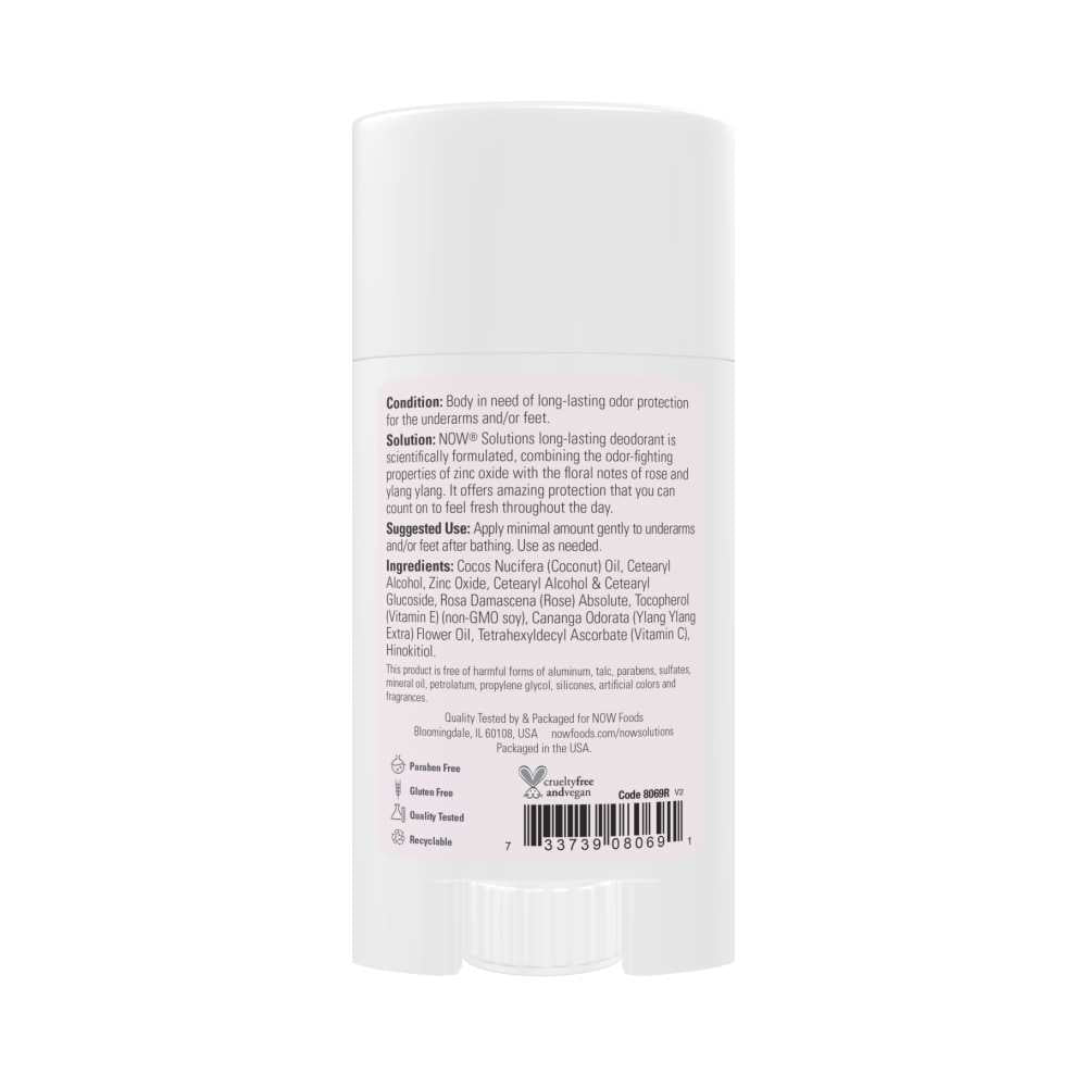 Now Foods Long-Lasting Deodorant Stick – Rose + Ylang Ylang Natural Scent – Aluminum-Free Body Deodorant – 62 G (2.2 Oz.) thumbnail 2