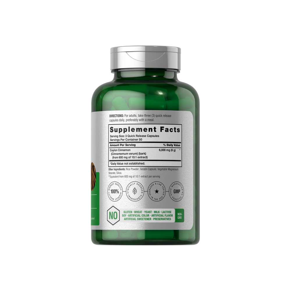 Horbäach Cinnamon 6000mg per Serving | 150 Capsules thumbnail 2
