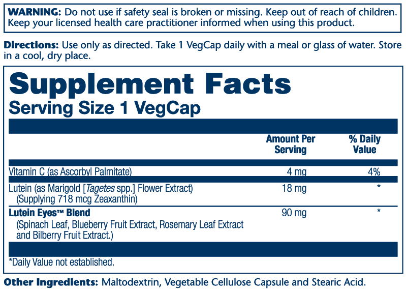 Solaray Lutein Eyes 18, Triple Strength 30 Caps thumbnail 2