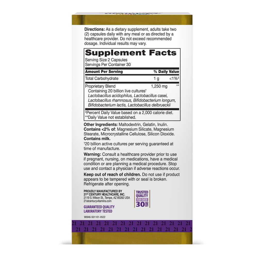 21st Century Advanced Probiotic Ultra Potency 60 Caps thumbnail 2
