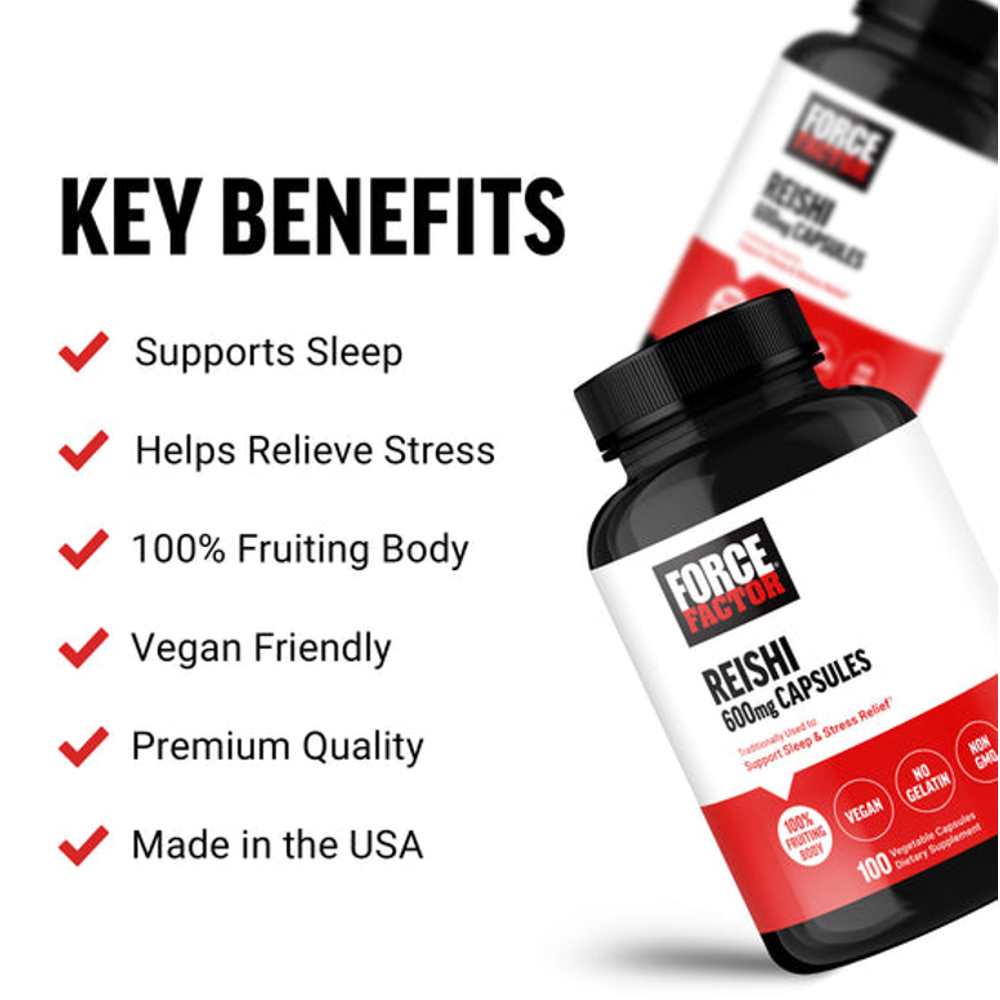 Force Factor Reishi – 100 Capsules thumbnail 2