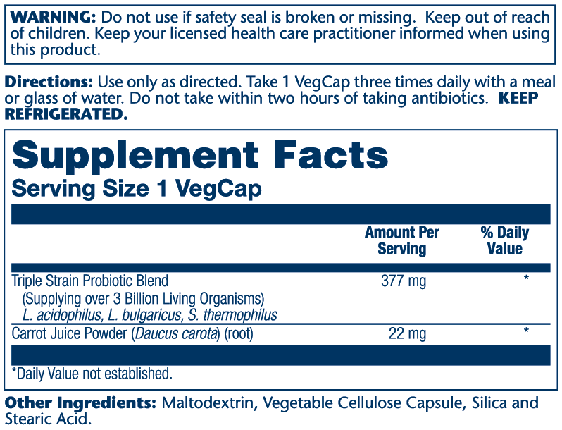 Solaray Acidophilus 3 Strain Probiotic & Prebiotic Carrot Juice 30 Caps thumbnail 2