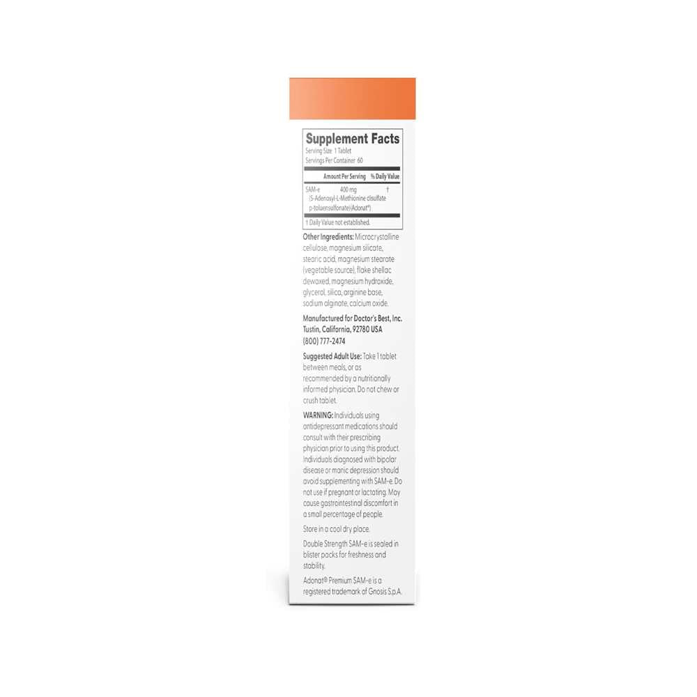 Doctor's Best Sam-E Double-Strength 400mg Enteric Coated Tablets 60 Count thumbnail 2