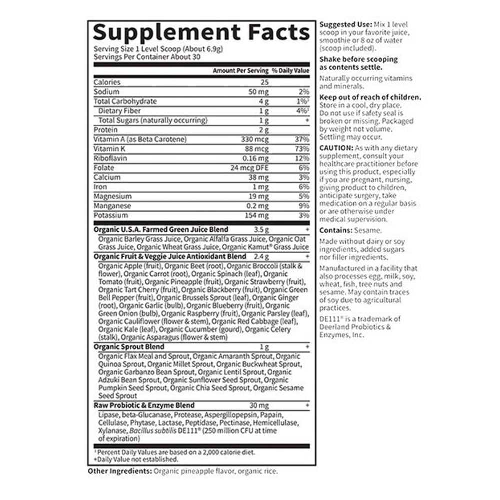 Garden of Life Raw Organic Perfect Food Green Superfood Original Powder 207g thumbnail 2