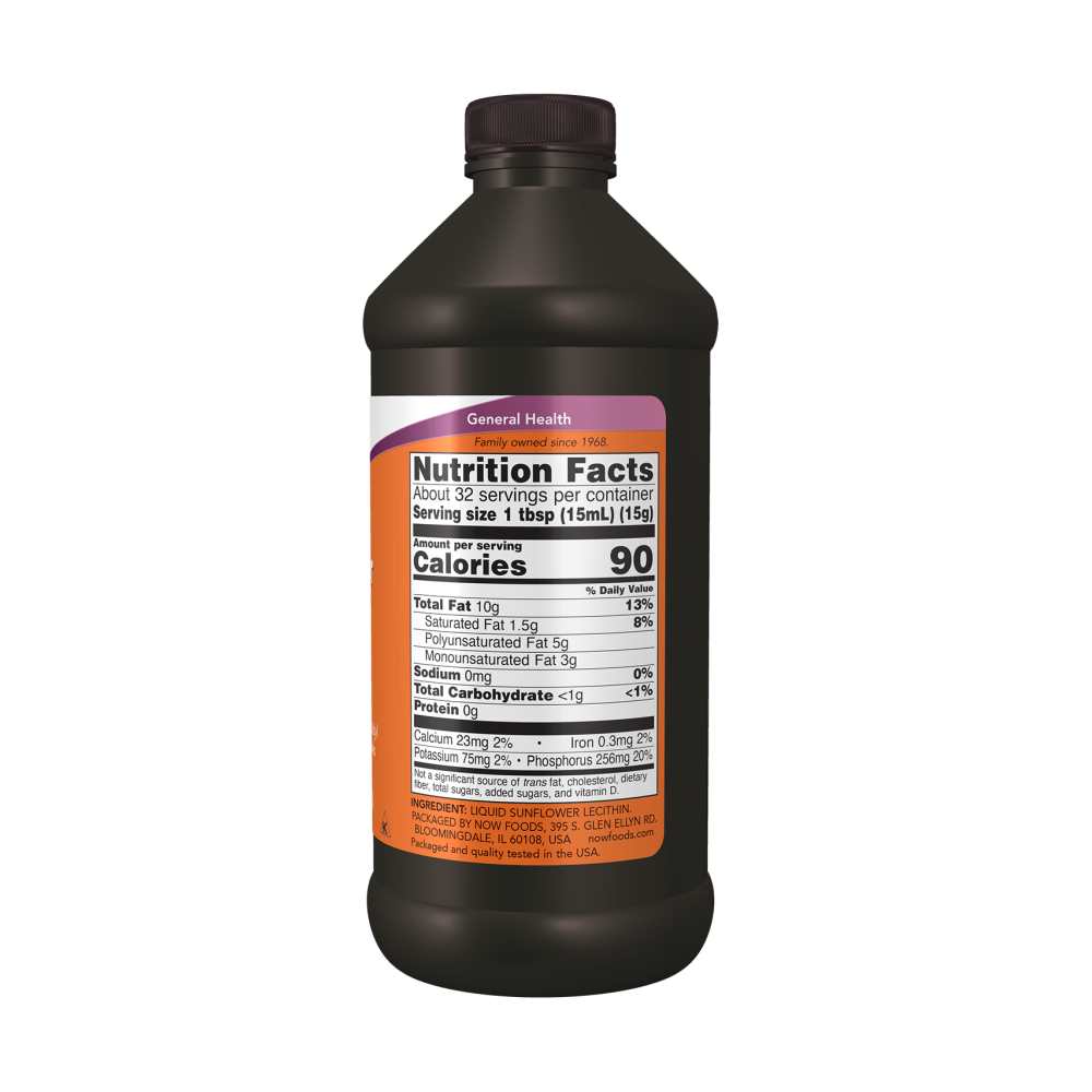 Now Foods Sunflower Lecithin Liquid – Soy-Free Brain & Nerve Support | 473 M L Phospholipid Supplement thumbnail 2