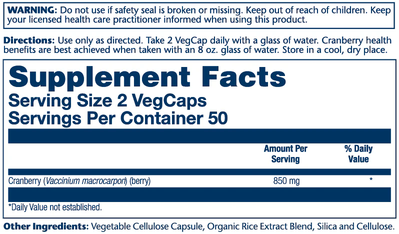 Solaray Cranberry Berry 850mg 100 Caps thumbnail 2