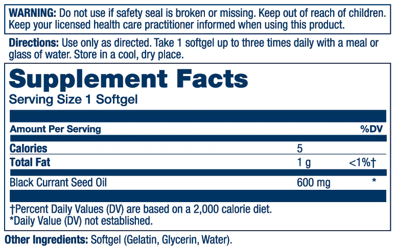 Solaray Black Currant Seed Hexane-Free 600mg 90 Softgels thumbnail 2