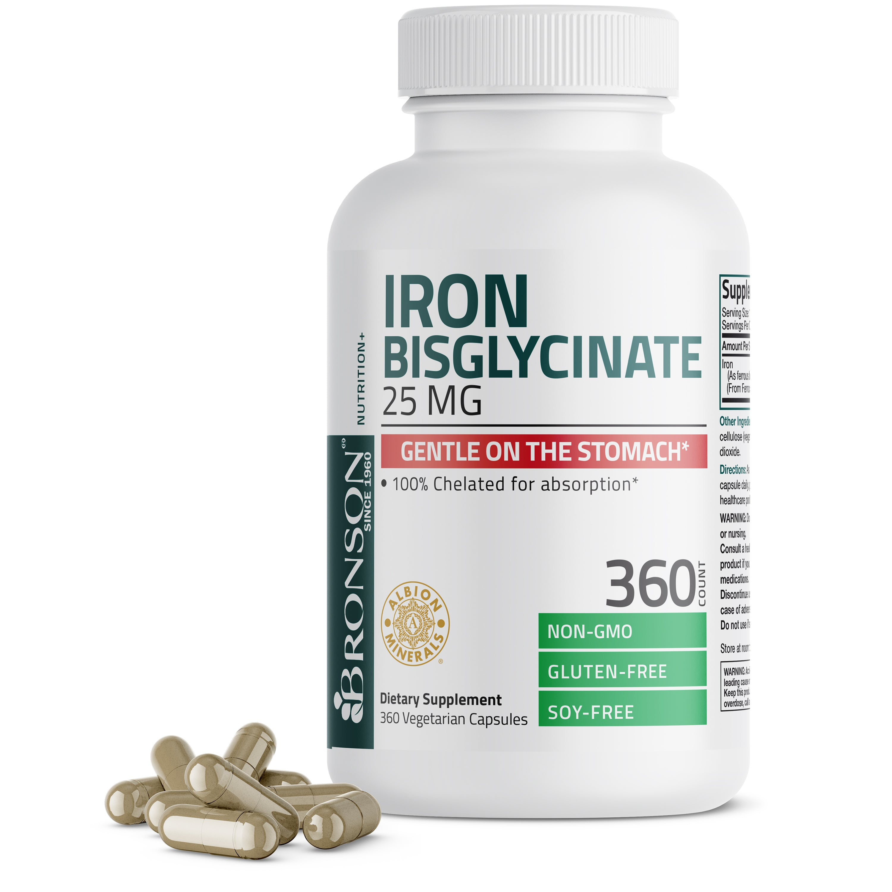 Bronson Vitamins Iron Bisglycinate - 25 Mg 90 Caps thumbnail 3