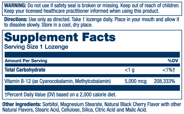 Solaray Vitamin B-12, (5000mcg) 30 Lozenges thumbnail 2
