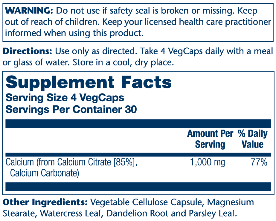 Solaray Calcium Citrate 1000mg 120 Caps thumbnail 2