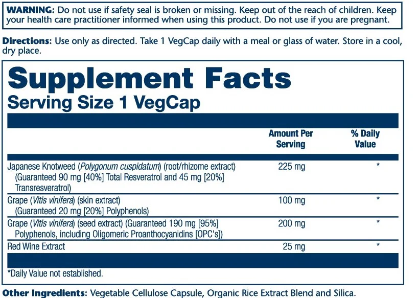 Solaray Triple Strength Resveratrol 225mg 60 Caps thumbnail 2