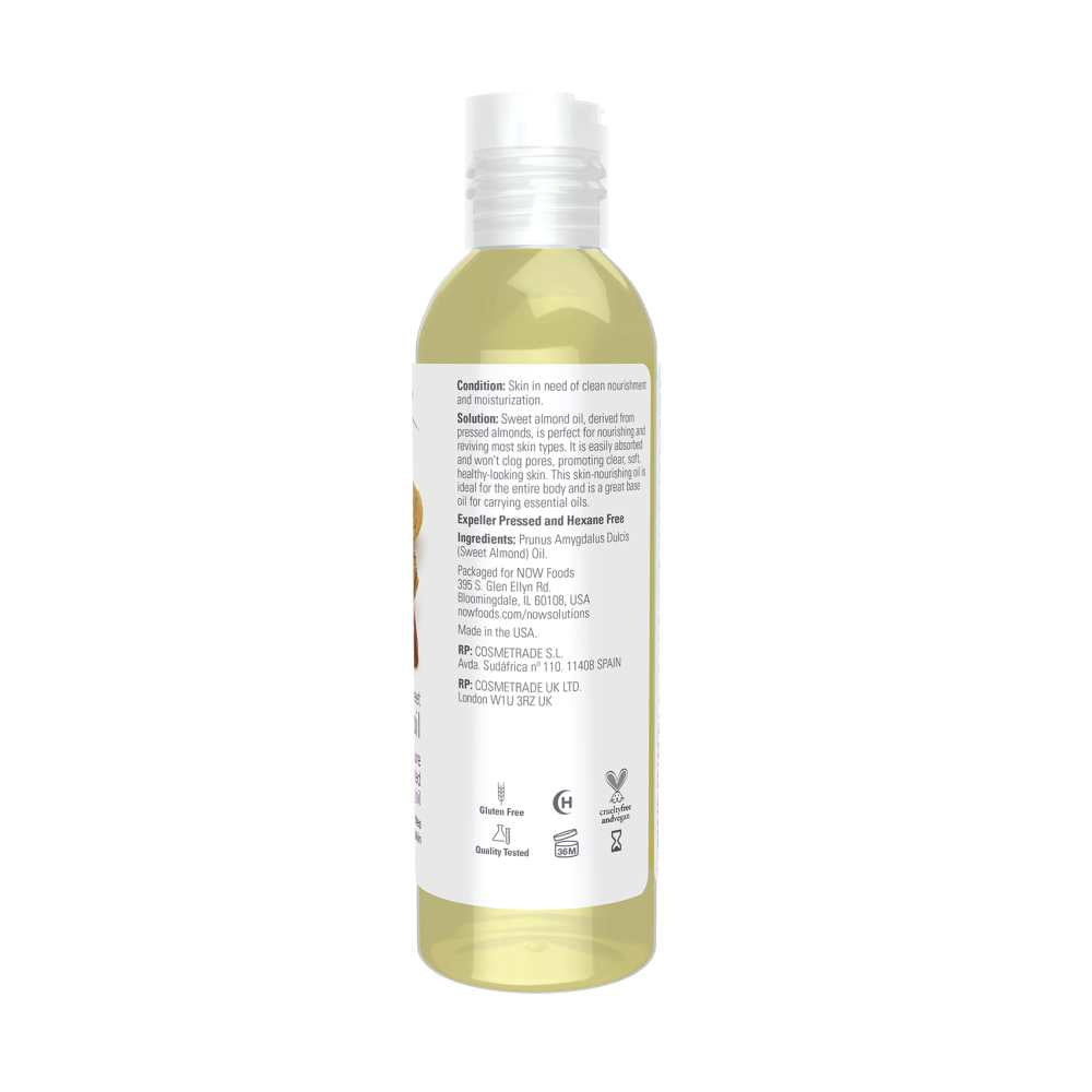 Now Foods Sweet Almond Oil – 100% Pure & Nourishing – Moisturizing Oil for Skin & Hair – 118 M L thumbnail 2