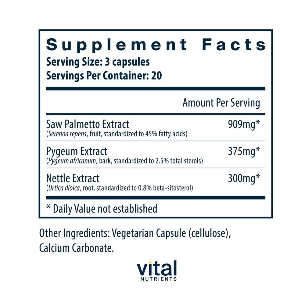 Vital Nutrients Saw Palmetto Pygeum Nettle Root 60 Caps thumbnail 2