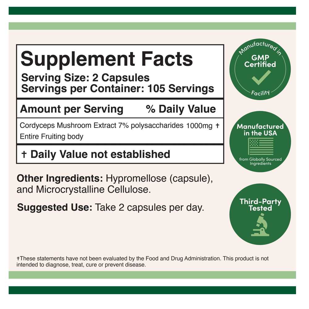 Double Wood Cordyceps Mushroom Extract – 1000 Mg – 210 Capsules thumbnail 2