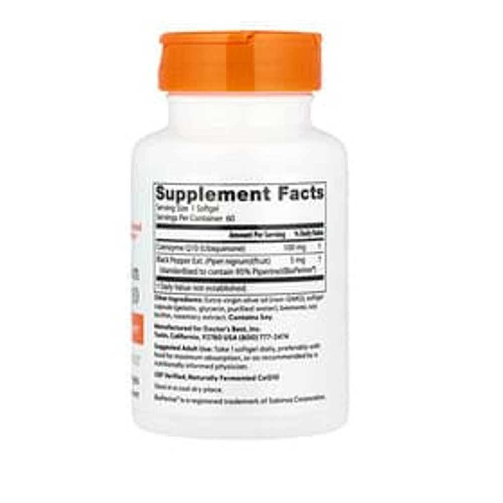 Doctor's Best High Absorption Co Q10 with Bio Perine, 100 Mg, 60 Softgels thumbnail 2