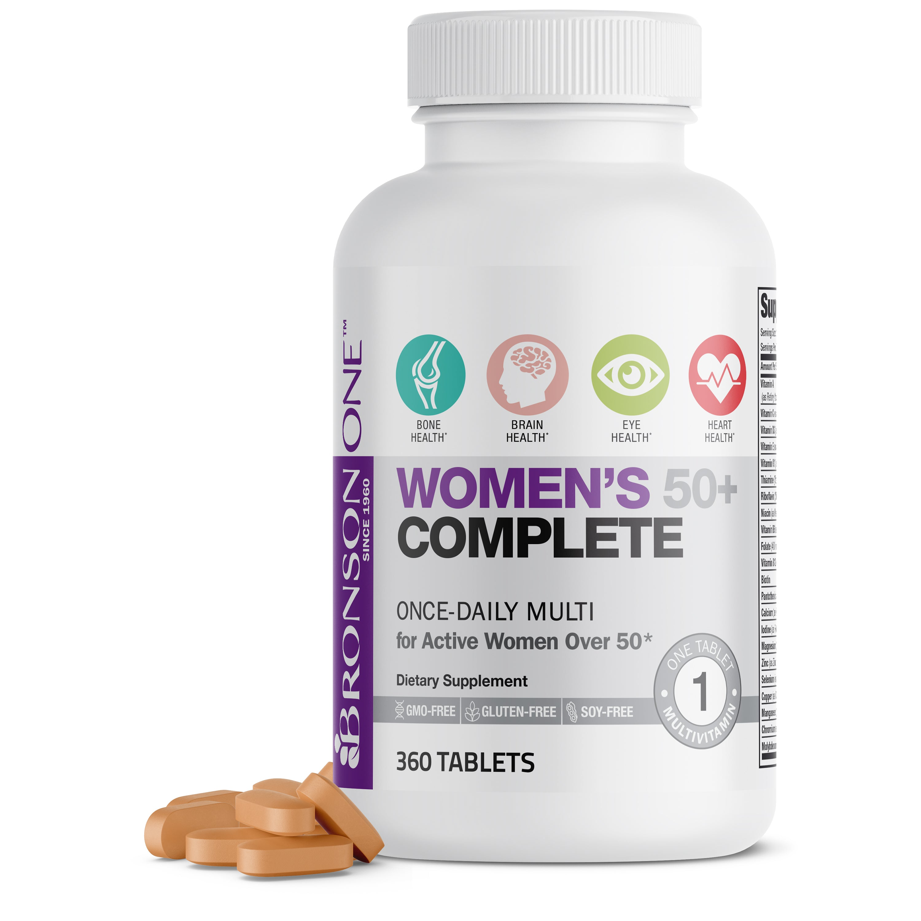 Bronson Vitamins Bronson One™ Women’s 50+ Complete Once-Daily Multivitamin 30 Tabs thumbnail 4