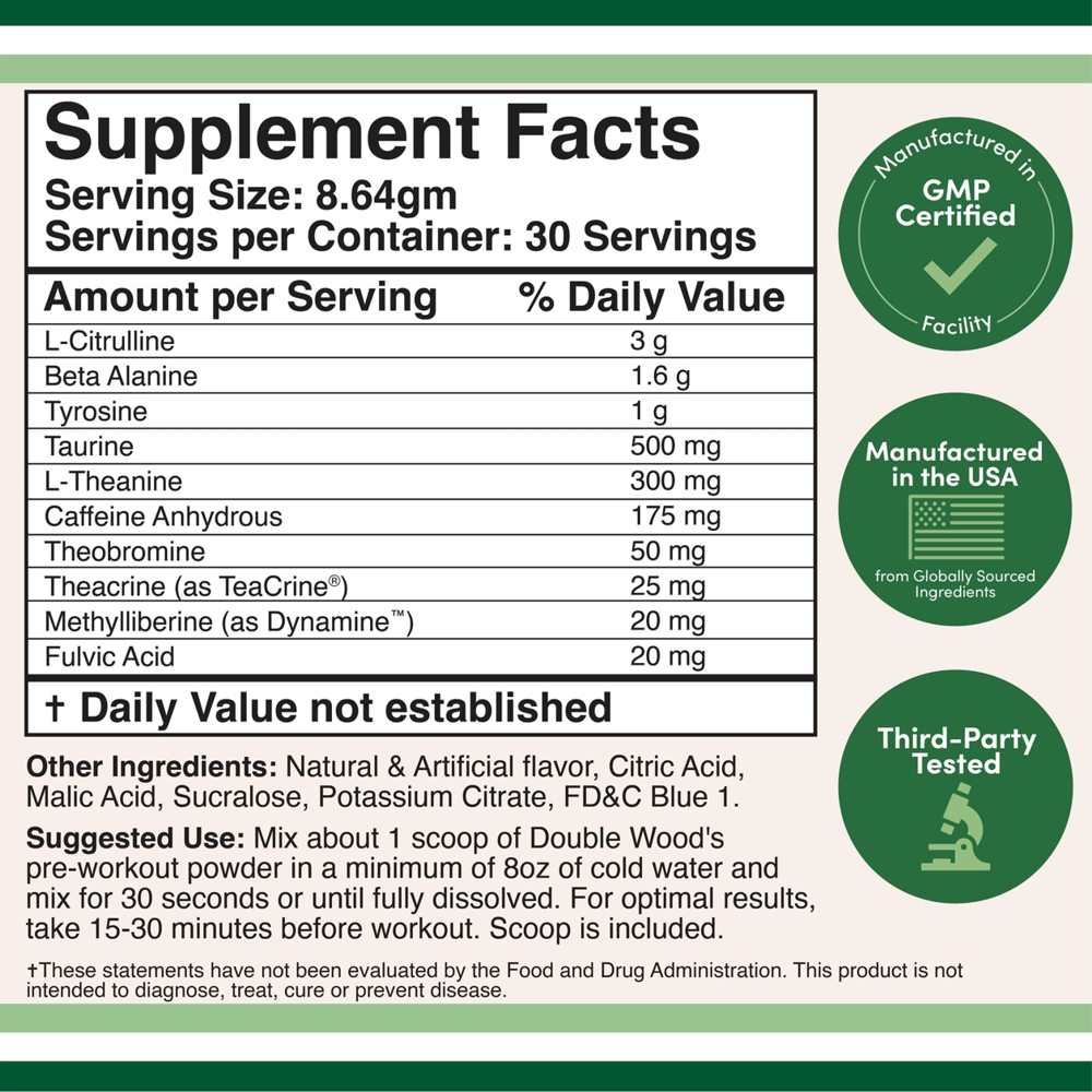 Double Wood Pre-Workout DWS – 175mg Caffeine & Multi-Ingredient Performance Formula | 30 Servings thumbnail 2