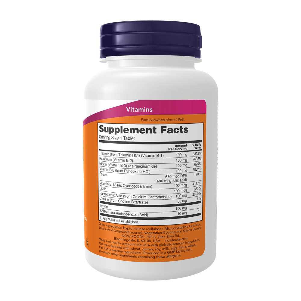 Now Foods Sustained Release B-100 – Energy & Nerve Support – 100 Tablets thumbnail 2