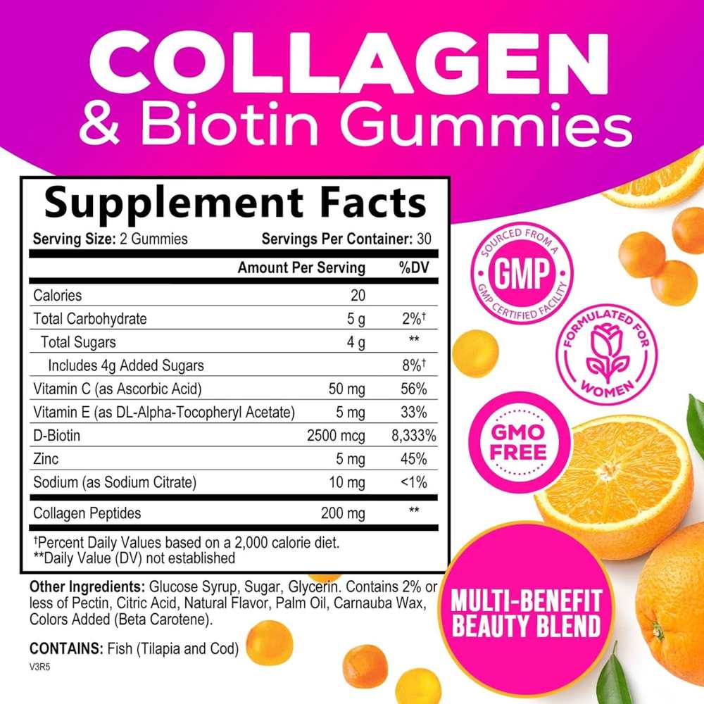 Collagen & Biotin Gummies by Nature’s Nutrition – 60 Orange-Flavored Gummies | Beauty Support Supplement thumbnail 2