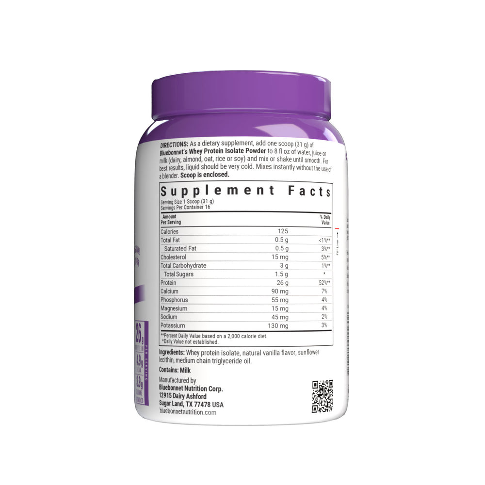 Bluebonnet Nutrition Whey Protein Isolate Original Powder 496g thumbnail 2