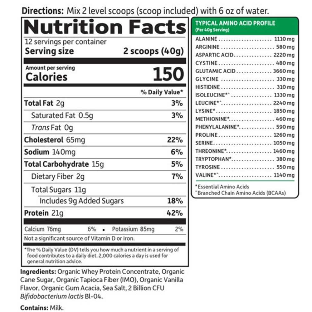 Garden of Life Organic Whey Protein Lightly Sweetened No Stevia 16.93oz (480g) Powder thumbnail 2