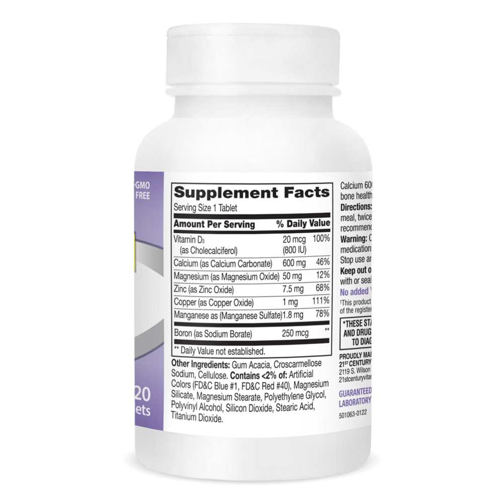 21st Century Calcium 600+d3 Plus Minerals 120 Tabs thumbnail 2