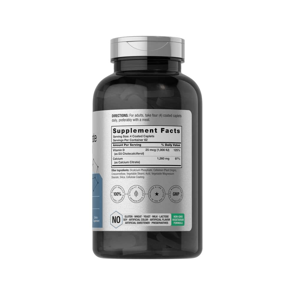 Horbäach Calcium Citrate with Vitamin D-3 | 250 Caplets thumbnail 2