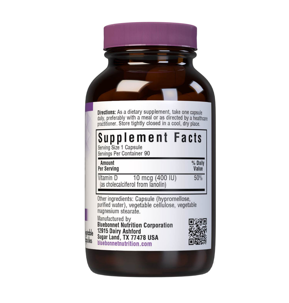 Bluebonnet Nutrition Vitamin D3 400 Iu 90 Caps thumbnail 2