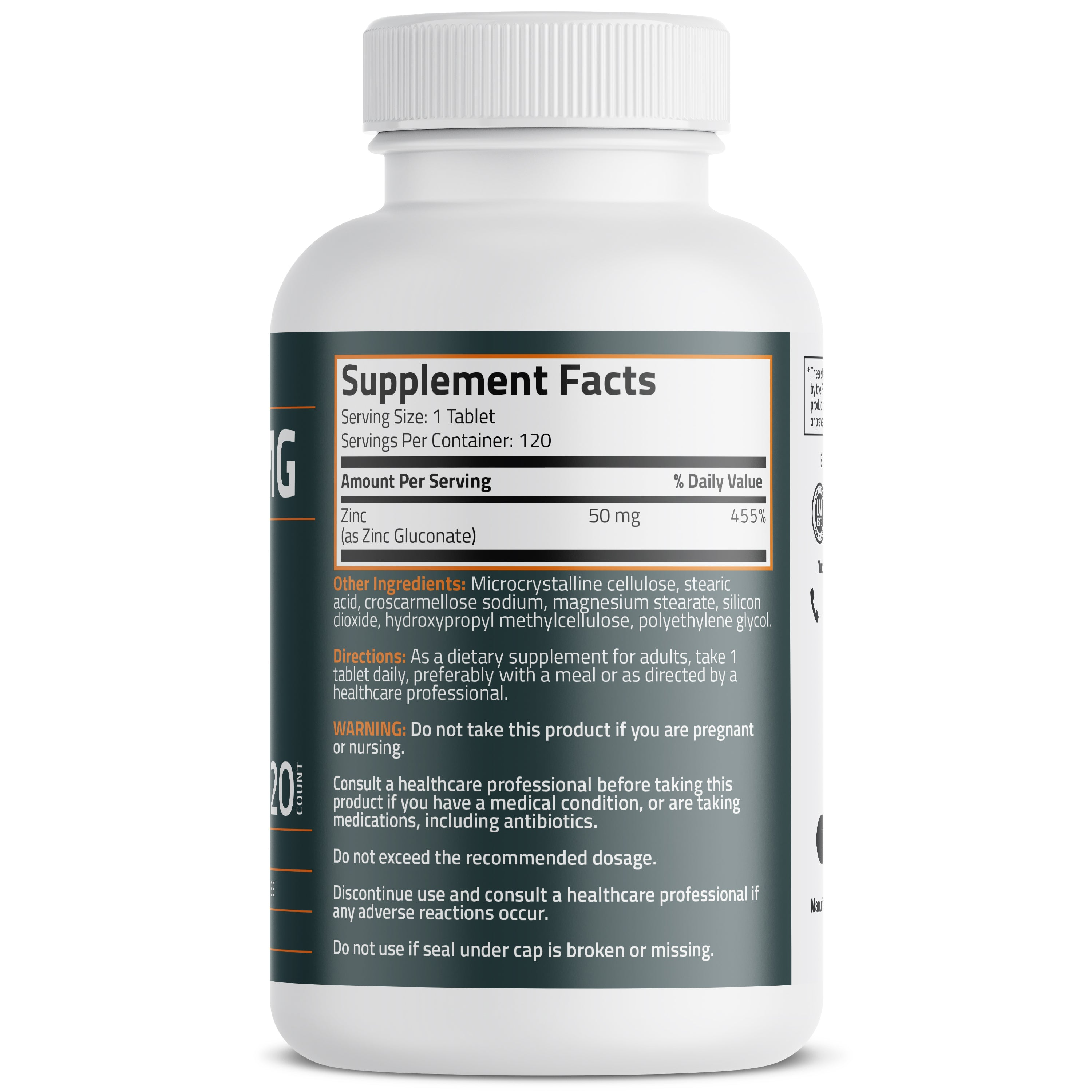 Bronson Vitamins Zinc 50 Mg 120 Tabs thumbnail 3