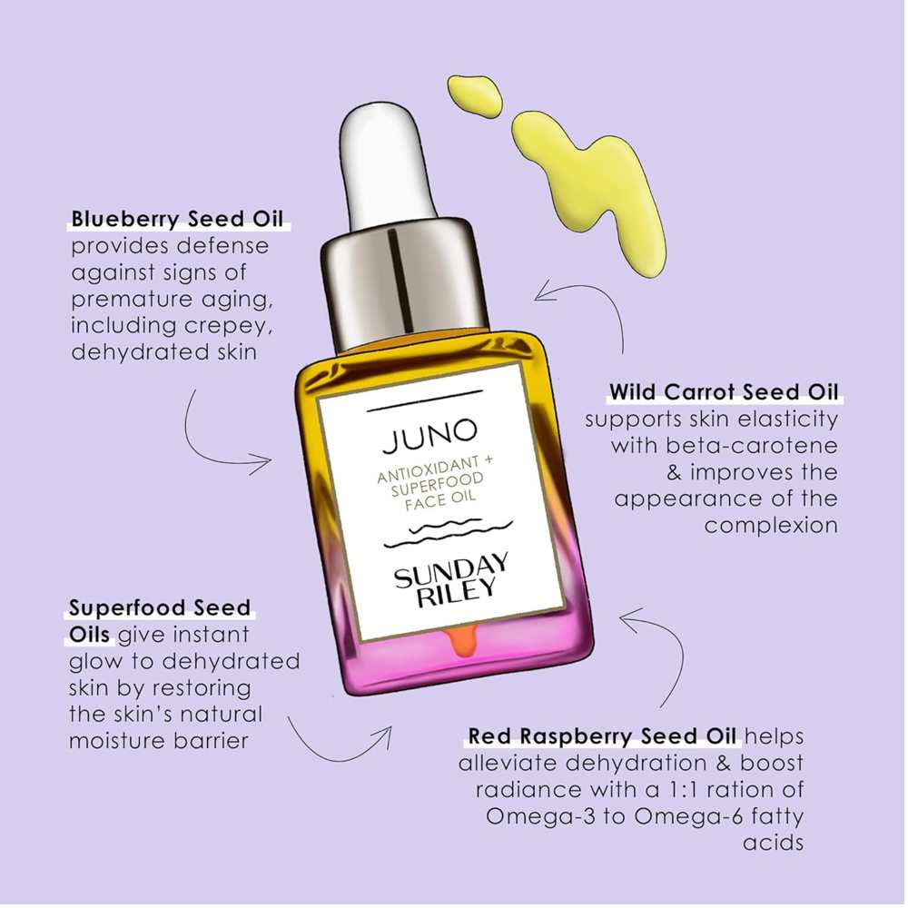 Juno by Sunday Riley – 35ml Superfood Face Oil | Cold-Pressed Antioxidants + Carrot Seed Oil thumbnail 2