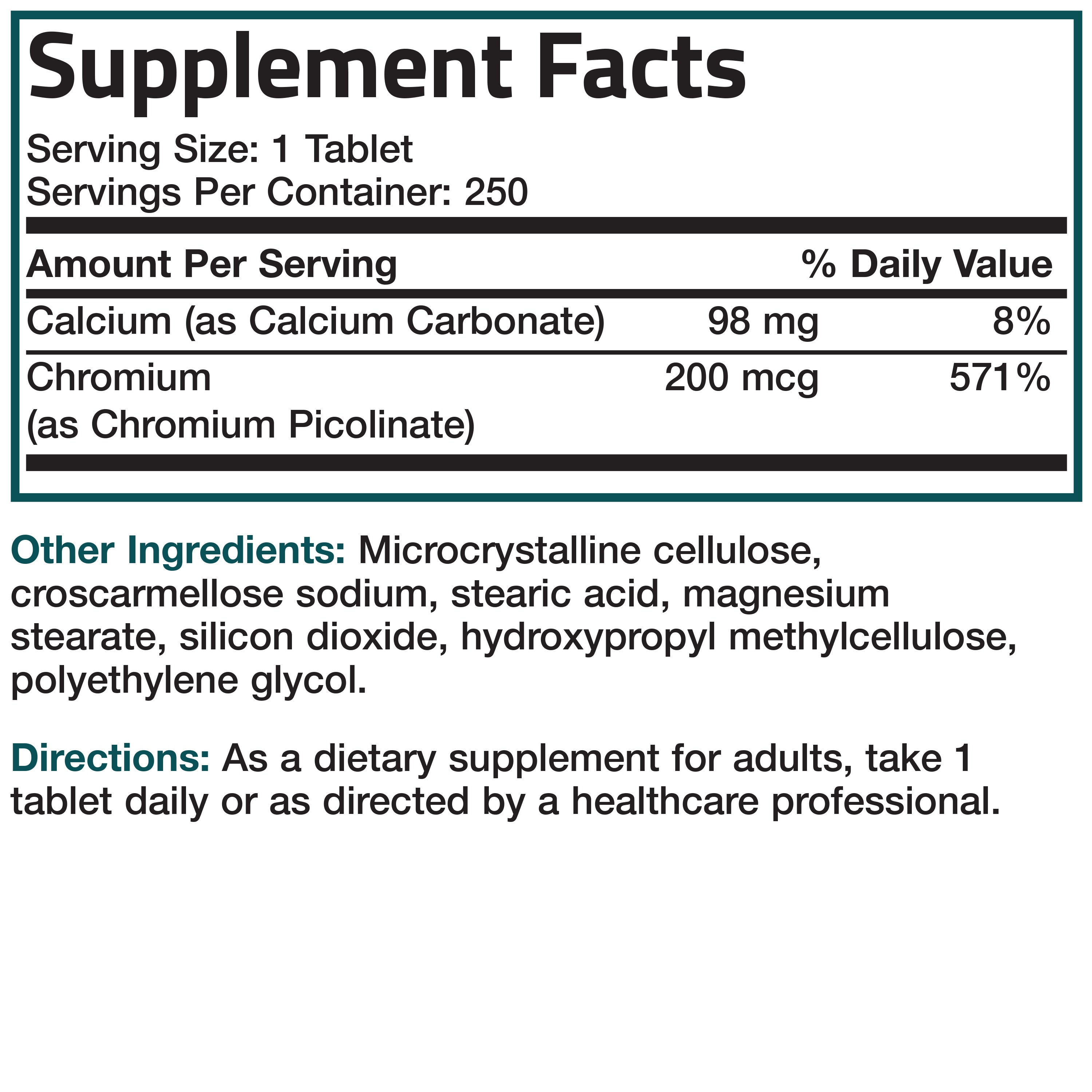 Bronson Vitamins Chromium Picolinate - 200 Mcg 250 Tabs thumbnail 2