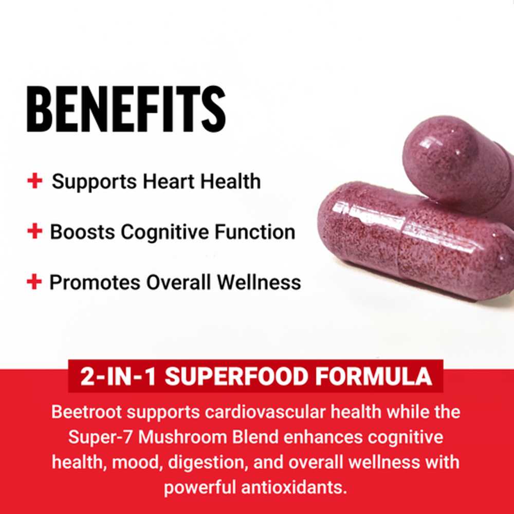 Force Factor Beetroot + Mushrooms – 120 Capsules thumbnail 2