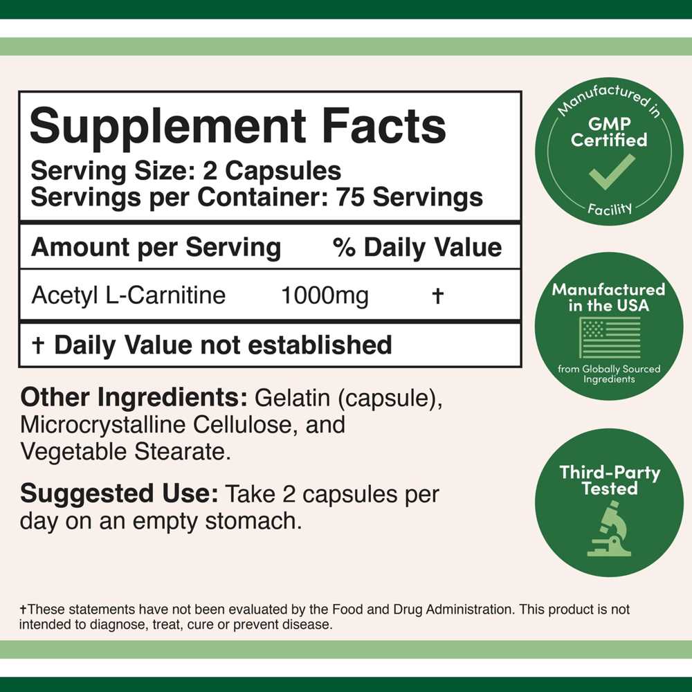 Double Wood Acetyl L-Carnitine – 1000 Mg per Serving – 150 Capsules thumbnail 2