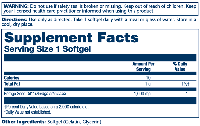 Solaray Borage Seed Oil Gla 1000mg 50 Softgels thumbnail 2