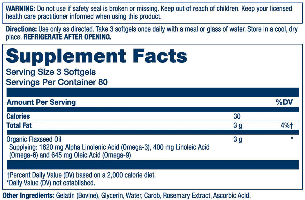 Solaray Flaxseed Oil 1000mg 100 Softgels thumbnail 2