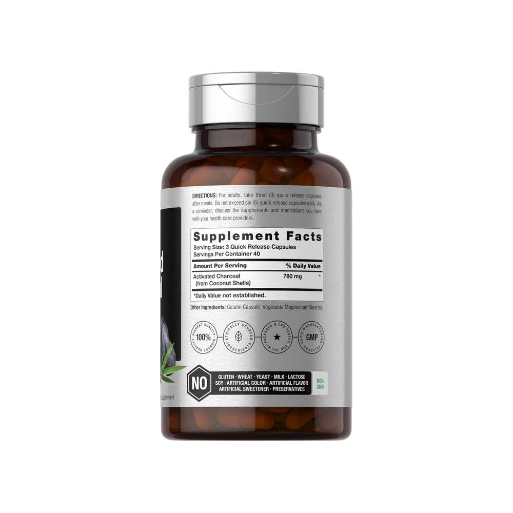 Horbäach Charcoal 780mg per Serving | 120 Capsules thumbnail 2