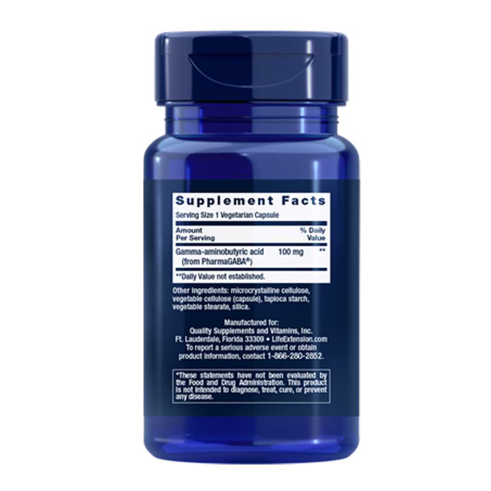 Life Extension Gaba (gamma-Aminobutyric Acid) – 60 Vegetarian Capsules thumbnail 2