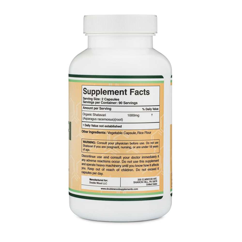 Double Wood Shatavari – 1000mg Ayurvedic Support for Women's Wellness | 180 Capsules thumbnail 2